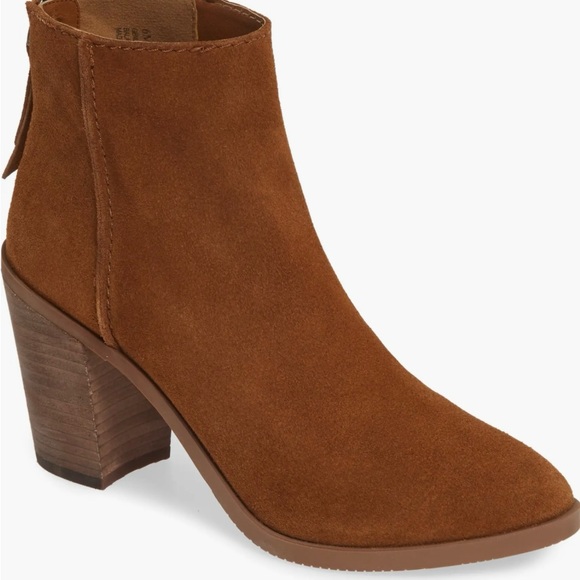 BP Heath Brown Suede Ankle Boots Block Heel Moto Earthy Western Cowgirl Sz 10 - Picture 1 of 8